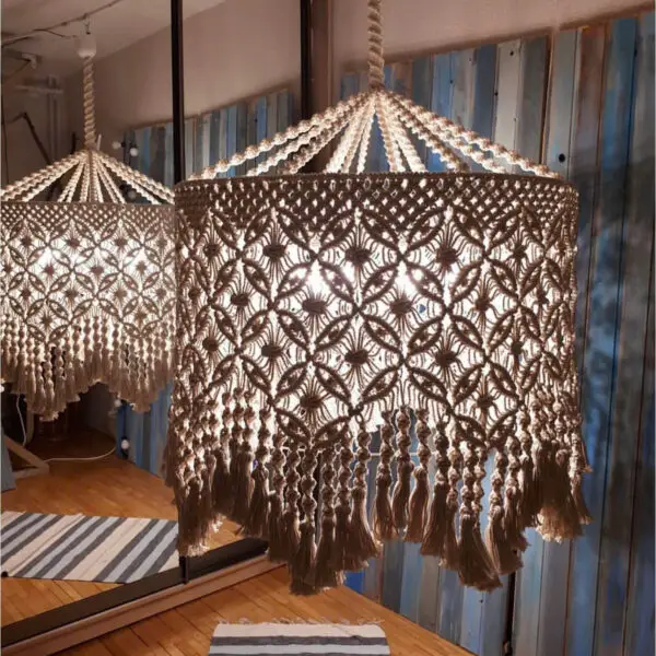 Treo đèn macrame