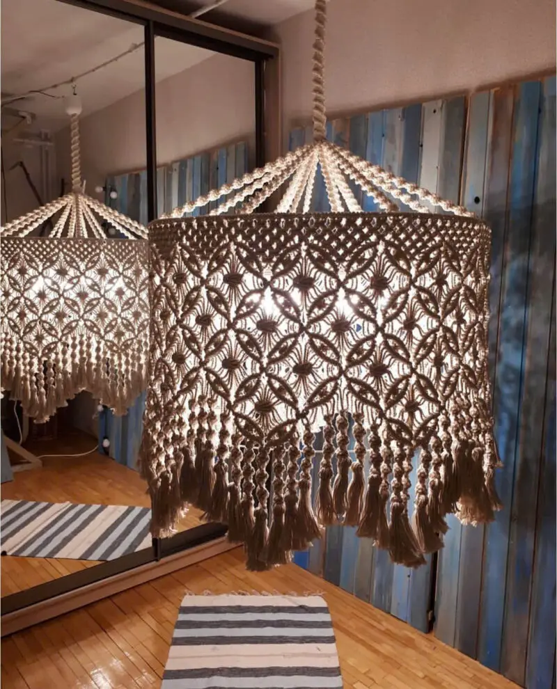 Treo đèn macrame