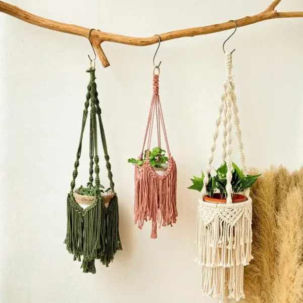 Giỏ treo cây macrame